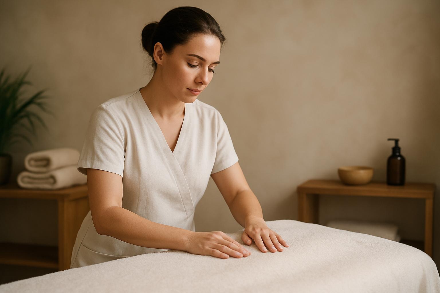 massage woman. Preparing for a session